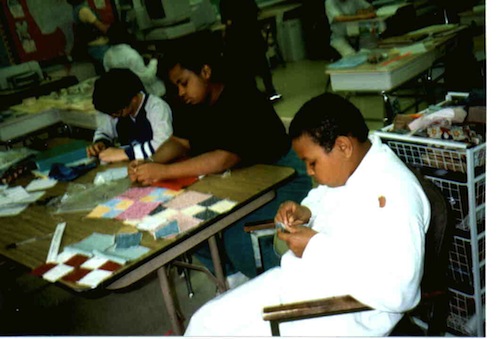 Michelle's class quilting